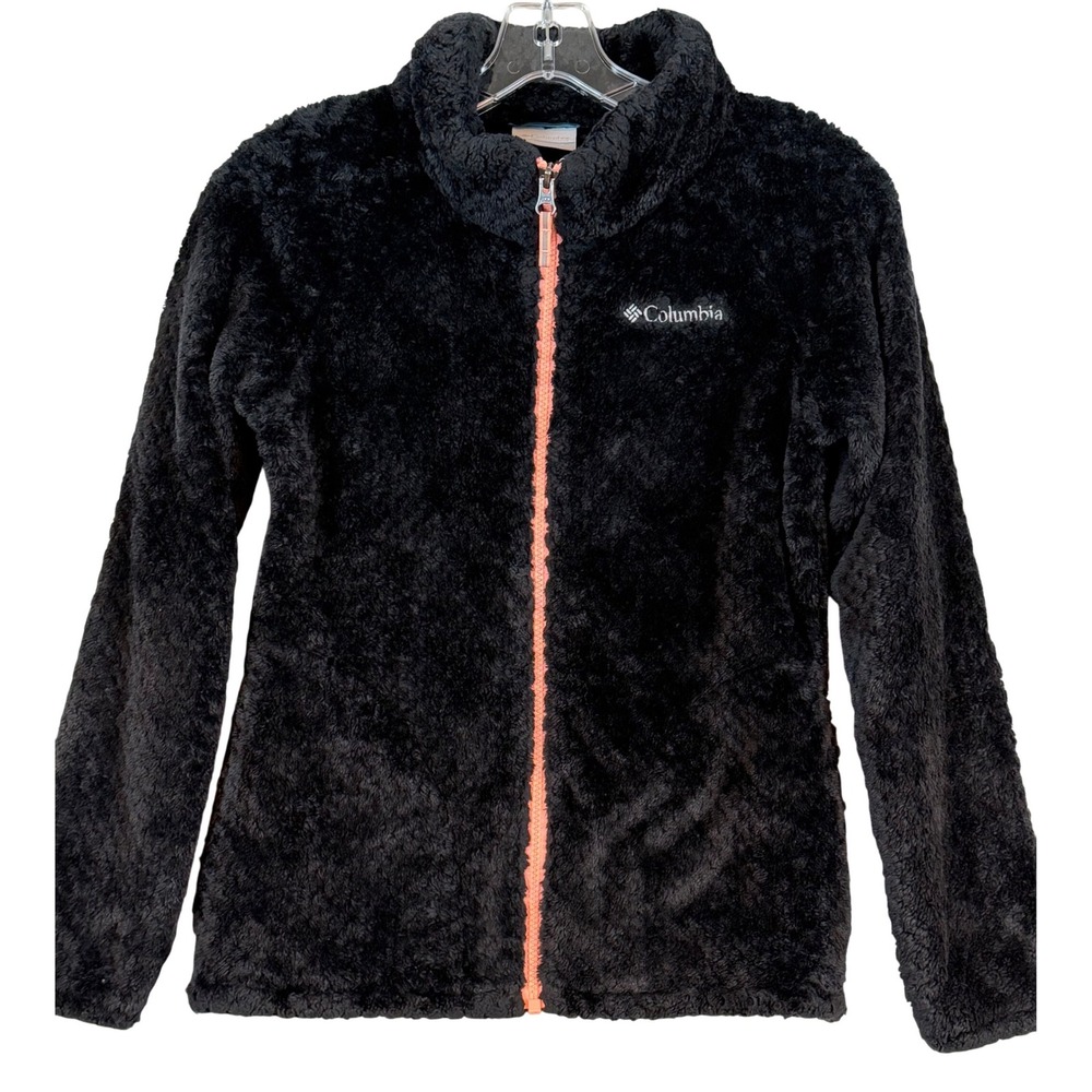 Columbia Girls Black High‎ Pile Fleece Full Zip Jacket Large 14-16 Gorpcore Hike